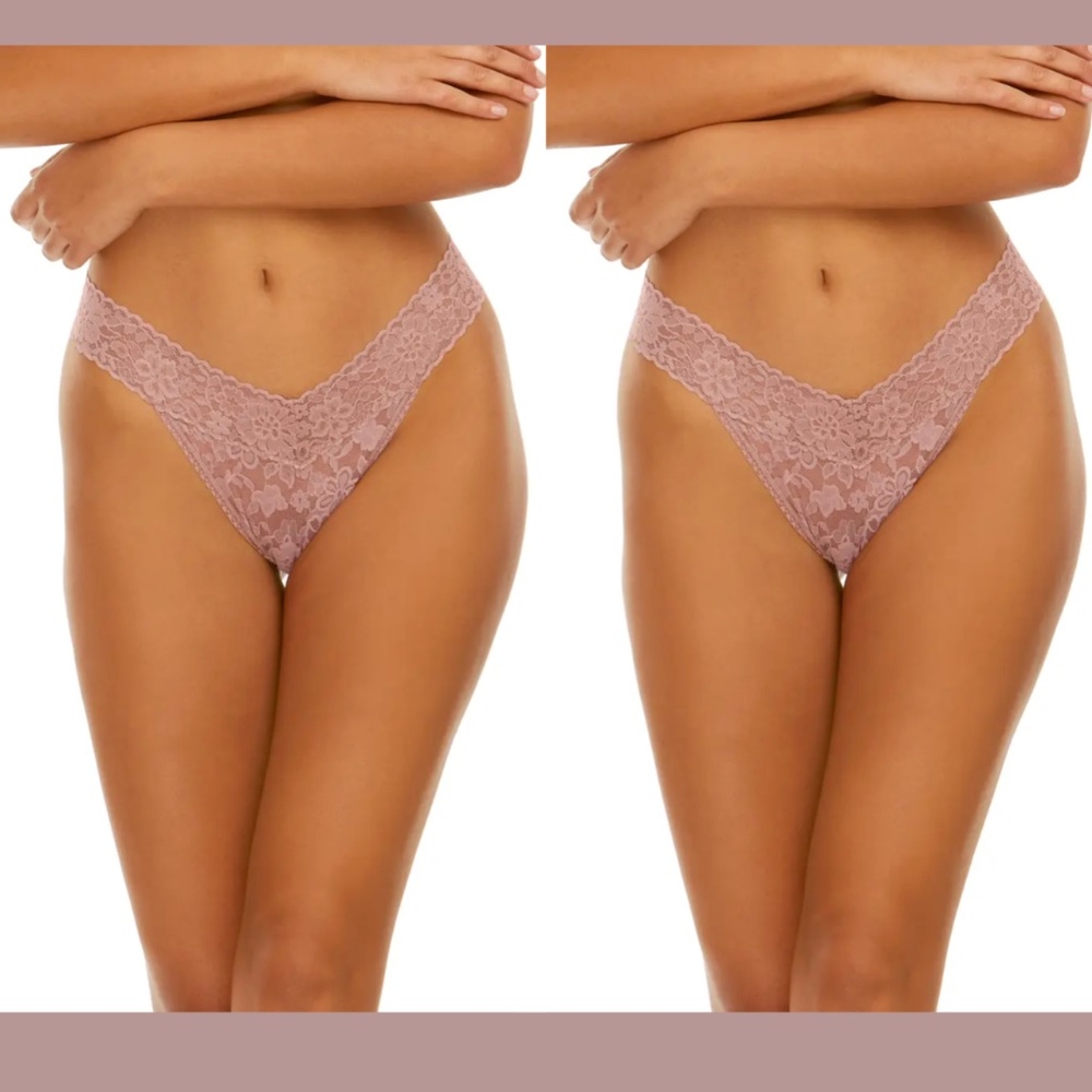 NWT‎ $44 2pc Hanky Panky [ O/S ] Lace Low Rise Thong in Desert Rose